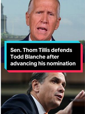 Sen. Thom Tillis, R-NC, voted to advance acting Attorney General Todd Blanche’s nomination Tuesday to the permanent role after Blanche issued an order to terminate President Donald Trump’s “anti-weaponization fund.” When asked whether any president’s personal attorney should become attorney general, Tillis defends Blanche, saying he’s no longer Trump’s attorney. Tillis tells Morning Joe that Blanche has been interested in the DOJ “long before he ever knew Donald J. Trump.”