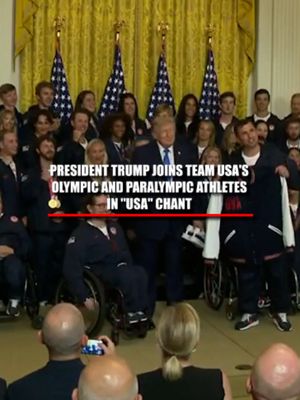 WATCH: President Trump joins Team USA's Olympic and Paralympic athletes in a "USA" chant during a White House celebration honoring their success at the 2026 Winter Games.