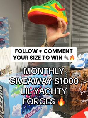 FOLLOW + COMMENT YOUR SIZE TO WIN THE $650 LIL YACHTY GIVEAWAY 👟🔥 #tiktoklive #livehighlights #hypebeast #sneakerhead #forces 