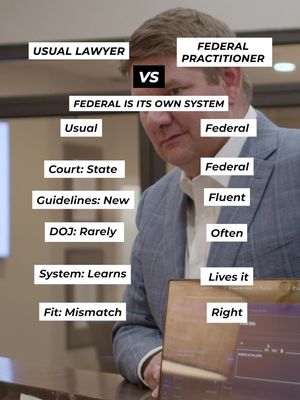 Federal court is not just a bigger version of state court. The process, sentencing structure, investigations, and long-term consequences are different. Experience in one area of law does not automatically translate to experience in another. When your future is on the line, make sure your attorney understands the system you’re facing. #FederalDefense #FederalCriminalDefense #FederalCourt #CriminalDefense #KnowYourRights  