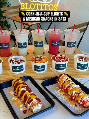 🌽 GIANT CORN-IN-A-CUP FLIGHTS IN SAN ANTONIO! 🤤🔥 Elotitos lets you build a GIANT corn flight with your choice of 3 or 5 cups and mix & match flavors including Elote en Salsa Verde, San Antonio, Spicy Ruffle, Hot Cheeto & Traditional! 🌽 They also have WHITE CORN available, plus Mexican snacks, aguas frescas, mangonadas, fresas con crema & more! 🌽 @Elotitos San Antonio  📍 1933 Fredericksburg Rd, San Antonio 🚚 11514 Potranco Rd, San Antonio #SanAntonio #SanAntonioFood #SAFoodie #Elote #MexicanSnacks 