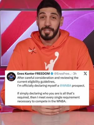 Former NBA player Enes Kanter Freedom says he plans to enter the WNBA player pool next season. After looking through the league’s eligibility requirements, Kanter claims he meets the criteria and announced his intentions on X.  (via @enesfreedom) #WNBA #NBA #eneskanterfreedom 