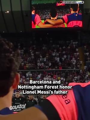 An emotional moment of silence for Jorge Messi, Lionel Messi’s father, ahead of Barcelona’s friendly against Nottingham Forest ❤️ #messi #lionelmessi #barcelona 