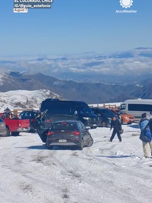 Every mountain driver's worst nightmare. 😥 This terrifying slide on a snow-covered road in Chile is a reminder to use tire chains when conditions call for them. 🚗