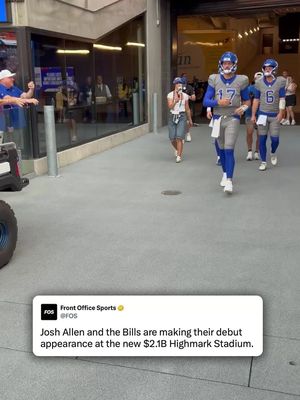 Josh Allen and the Bills are making their debut appearance at the new $2.1 billion, 60,000-seat, open-air Highmark Stadium.   🎥 JoeBuscaglia/X