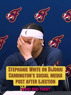 DiJonai Carrington's took to social media after being ejected for fouling Sophie Cunningham, posting "White Privilege," in all caps and tagging the Fever's account. (via Fever) #WNBA #indianafever #sophiecunningham #dijonaicarrington #indianafever 