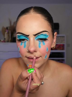 Come bts on my cry baby makeup transition 💙 Who wants to see the results?  Ib: @Beth Fournier  Products (ft pr gifting)  @byelliebeauty brow gel @Anastasia Beverly Hills impeccable foundation @Estée Lauder double wear concealer @SACHEU UK contour @MarcJacobsBeauty blusher + highlighter gel + white eye pencil  @Morphe Cosmetics blush + lip liner @Diorbeauty black eye pencil @painted.co create paint @plouise_makeup_academy base @VIEVE liquid eyeliner @EYLURE LONDON x @bratz lashes @milktouch @PURESEOUL mascara + gloss #crybaby #makeuptransition #bluemakeup #creativemakeup 