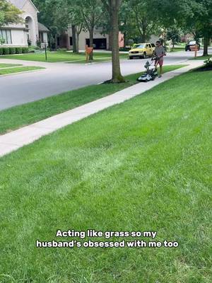 My husband’s two loves: the lawn, and me as the lawn. (P.S. We can fix a patchy lawn, but we cannot fix your relationship - do not ask us for marriage advice).