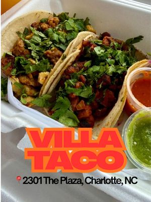 ‼️Check it out, Charlotte! I just found the coolest spot for authentic tacos in a casual setting. It’s Villa Taco and they have some delicious food!  ✨Here’s what we tried:  🌮Tacos: al pastor and chori pollo which is chorizo and chicken 🫓Quesadilla Ranchera with steak 🌽Loaded Nachos with ground beef 🥭Mango juice 🍓🍋Strawberry Lemonade 🍫Churros: chocolate and caramel 👀Don’t forget about taco Tuesday: $2 tacos! 📲 @villataco @Villa Taco  📍2301 The Plaza A, Charlotte NC 📞(704)420-0449 #tacos #authenticmexican #villataco #mexicanfood #churros