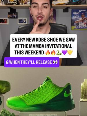 Here is every new Kobe Bryant signature Nike shoe we saw at the Mamba Invitational this weekend 🔥 All are expected to release this year except two! 1. Kobe 3 Protro Grinch 2. Kobe AD Protro Purple Stardust 3. Kobe 3 Black Orca 4. Kobe 10 Protro Mamba Invitational 5. Kobe 5 Protro Dodgers 6. Kobe 10 Protro Family & Friends 7. Kobe Air Force 1 Protro Dodgers 8. Kobe 10 Protro Halo #kobe #shoes #losangeles #lakers 