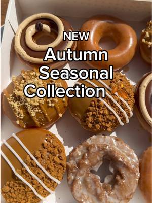 Falling for this NEW doughnut lineup! 🍂🍩 Meet the Autumn Seasonal collection featuring flavors you'll be craving all season long 🤤 🍁 Maple Cheesecake ☕ Cafe Mocha 🍪 Biscoff Cookie Butter 🎃 Pumpkin Spice Cake Drop the emoji of the fall bite you want first! 👇 Available starting 8/11 #krispykreme #pumpkinspice #autumn #fall #donut  