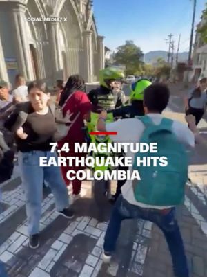Social media video shows the moment a powerful 7.4-magnitude earthquake struck western Colombia, causing the facade of a church to partially collapse. #breakingnews #earthquake #colombia