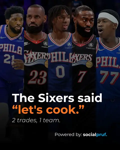 Nobody saw this offseason coming. 👀  Swipe for how it happened, who’s on it now, and what it’s already doing on social before a single game tips off. 📲 📊 Follow for more breakdowns like this‼️  #sixers #NBA #jaylenbrown #lebronjames #socialmediaanalytics  @Jaylen Brown @Vj @Tyresemaxey3 @Philadelphia 76ers @NBA 