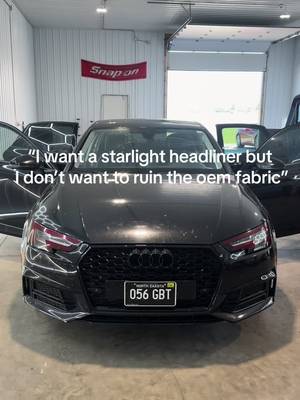 Ditch the ugly holes and hmu for your next install! #starlight #headliner #audi #oem+ #fyp 