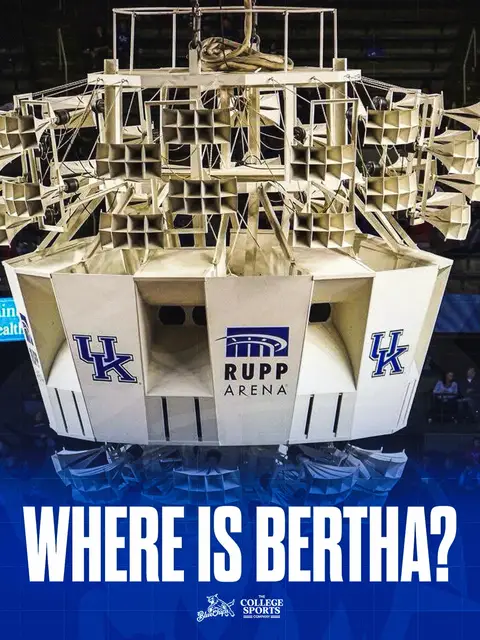 Big Bertha was a hot topic on X today so the question we’re asking is… where did she go? Kentucky Basketball has not been the same since she came down over a decade ago.  Dust her off, clean her up nice, and get her back up there in Rupp where she belongs. Break the Bertha Curse. • • • • #BBN #BigBlueNation #CatsBy90 #WeAreUK #KentuckyWildcats @The College Sports Company 