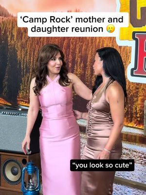Like Connie, like Mitchie. 🥹 Maria Canals-Barrera and Demi Lovato had the cutest reunion on the Camp Rock 3 red carpet. #demilovato #disney #camprock #camprock3 