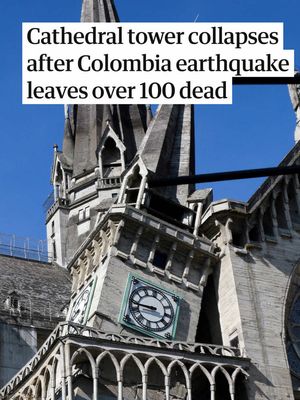 The spire of a cathedral in Manizales was seen close to collapse following a 7.4-magnitude earthquake that struck western Colombia on Monday. More than 100 people died, and more are missing as buildings collapsed in major cities including Cali and Pereira. The country's president, Abelardo de la Espriella – sworn in just days earlier – declared a state of emergency and said his government had deployed all of its capabilities “to protect lives, assist affected ‌communities and deliver aid wherever it is needed”. The US secretary of state, Marco Rubio, said the Trump administration – which has thrown its weight behind Colombia’s new rightwing president – would provide $15.5m in emergency aid. Read more on this story via the link in bio.