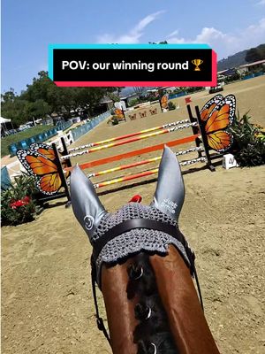 MonChou was an absolute superstar all week during our first show together, but especially today!! WOW! 🏆 She was SO on the money, consistent, scopey, and right there with me wherever I asked her to be. I had a blastttt with this special mare 🤍  Talking to my horse on course helps keep my body relaxed, my breath regulated, and I feel like it keeps them focused tbh. I’ve picked up the habit of cheering “up, up!” before some fences and it’s only proved to work well so far! 🤷🏽‍♀️ Whatever works to keep horse & rider in sync, happy, and confident is what I strive to practice :) & I love my bonnet’s reminder to “just smile” thanks to @realityhilldesigns 🩶  smiling is important to trigger endorphin release, and to increase the feel-good transmitters 😉 #equestrian #showjumping #horseshow #povride 