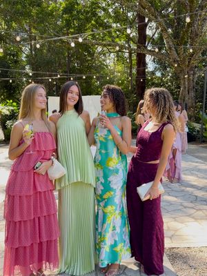 There’s nothing like dressing up with your besties and celebrating in style 🥰 #petalandpup #weddingguest #eventdresses #springwedding #weddingseason #fallwedding
