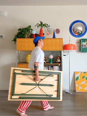 some furniture doesn’t need a permanent place. featuring a few pieces from ikea’s KOMPISHÄNG collection — furniture that moves with the way we live. a table when it’s time to read, play a game, or slow down for a bit, then folded away when the moment is over. here when you need it, gone when you don’t. #homedecor #ikea #colorfulhome #interiordesign #midcenturymodern 