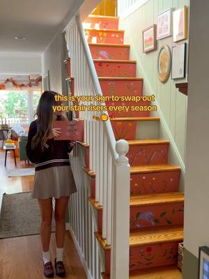 just some cardboard & tape! and a lot of love 🧡🍁🎃🍂 painting my stair risers makes my steps come alive ever season! #DIY #fallaesthetic #painting #cozyathome 