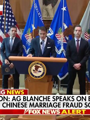 BREAKING: More than 1,000 sham marriages and a decade-long operation to allegedly game the U.S. immigration system are in the DOJ's crosshairs. Attorney General Todd Blanche announces the arrests of 11 people accused of overseeing what he calls one of the largest marriage fraud schemes ever prosecuted in the United States. Prosecutors say the multimillion-dollar operation paired Chinese nationals with U.S. citizens in fraudulent marriages, then submitted applications for green cards. "This scheme was not a quick fly-by-night operation, but rather a years-long, multimillion dollar cottage industry to criminally assist people who would not, or legally could not, otherwise become citizens of the United States."