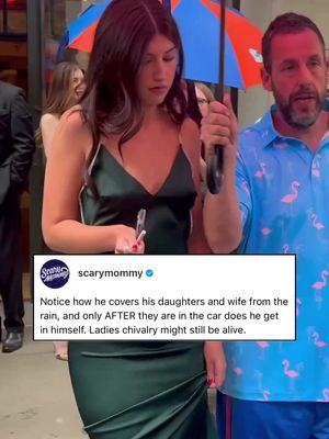 You can tell how much he loves them. 🥹 At Sunny Sandler’s latest movie premier for Netflix’s ‘Don’t Say Good Luck’, Adam Sandler kept his daughters and wife dry on their way to the car. Did you need another reason to love him?? 📸: BACKGRID #AdamSandler #girlsdad