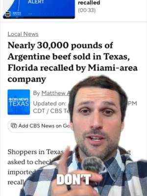 Over 30,000 pounds of ground beef from Argentina was just recalled. It wasn't properly inspected at the border, which doesn't automatically mean it's contaminated, but it does mean it skipped the process that exists to make sure it's not. This is the second story like this in a short stretch. A few weeks ago it was 12,000 pounds of bacon from Canada. When food travels this far and passes through this many hands, the margin for error grows. Knowing where your meat comes from and that it was raised and processed here means the standards it was held to are ones you can actually verify.