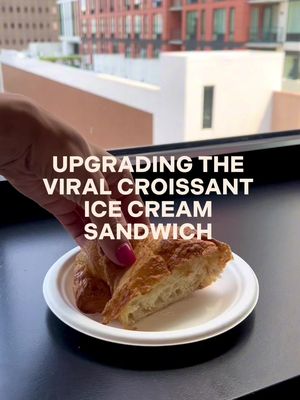 Giving the viral croissant ice cream sandwich a SATISFYING upgrade. Which flavor would you use?