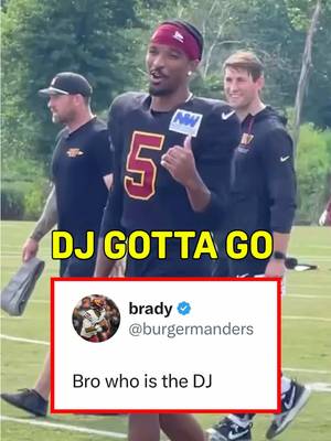 Jayden Daniels was NOT feeling the tunes at training camp 😂 (via TheDentonDay/X, RalphVacchiano/X, h/t burgermanders/X) #nfl #nflfootball #jaydendaniels #nfltiktok #football 