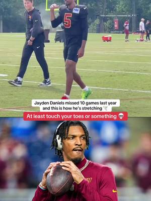 Jayden Daniels hamstrings are BEGGING for attention #jaydendaniels #fantasyfootball #washingtoncommanders #fyp #trainingcamp via RalphVacchiano on X