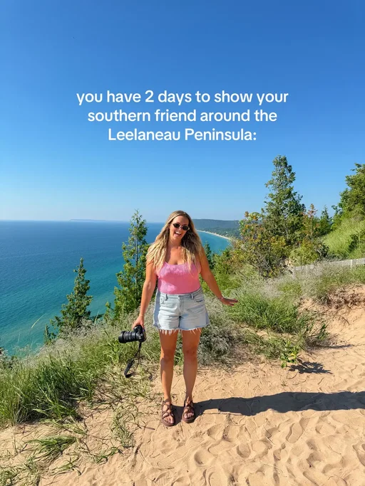 This is how you show your out of state friend Sleeping Bear Dunes when you only have a couple days to fit it all in yet don’t want to feel completely rushed!! How do you think we did?!  #sleepingbeardunes #glenarbor #interlochen #michiganbucketlist  Sleeping Bear Dunes Bucket List | Where to stay by sleeping bear dunes | traverse city bucket list | a frames in northern Michigan | Michigan bucket list