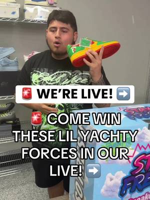 🚨 WE’RE LIVE! 👟➡️ COME WIN THESE LIL YACHTY FORCES IN OUR LIVE! #livehighlights #tiktoklive #hypebeast #shoes #forces 