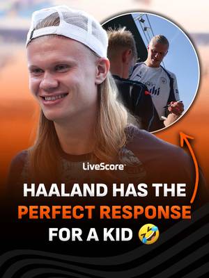 The perfect response 🤣 During Man City’s special open training event, striker Erling Haaland was asked by a young fan for a selfie DURING the session, and he came up with the most Haaland response possible.  #haaland #mancity #training #selfie #footballfan 