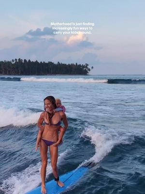 I’m going to miss having a little human on my back one day! 🥹 this was a fun wave from the other day! I wish you could hear her giggles! #surf #momlife #surrtrip