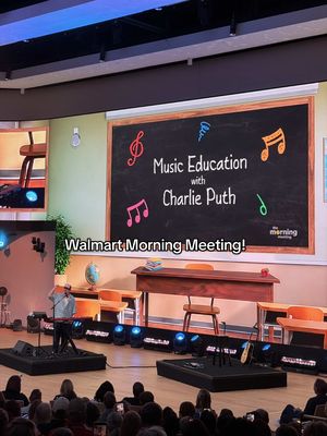 Today at Walmart’s morning meeting - celebrating back to school with music education from @Charlie Puth #bentonvillearkansas #walmartcampus 