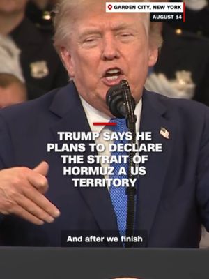 President Donald Trump said Friday that he plans to declare the Strait of Hormuz a US territory after "we finish defeating Iran." Follow live updates at the link above. #politics #internationalnews