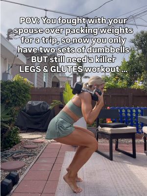 Leg & Glute workout. I planned to put these in my stories, so the quality isn’t amazing, but this was the scenario and I figured it was worth sharing some reality for a post. If you watch my stories, you already know I lost the fight to bring more weights on our beach trip last week, which is rare for me. 😂 So I made all my workouts work in our Airbnb with two sets of dumbbells, bands, and bodyweight. This was my leg day, and it worked like a champ. I did this set and ended up loving it . I actually plan to add it to my Make Fit Simple app in the weekly workouts with some core work at the end.  I have 11 Kick A programs and you can take a short quiz in the app to see what’s right for you! Drop PLAN to try it free for 7 days with any plan. For this workout: The first move is brutal for your balance and beat the crap out of my quads. 😂 You can also just stay in the low squat position and rock on and off your heels, as long as you pause when you move up onto your heel’s like the modification shows. 2nd move: I prefer a kickstand RDL because you can use a lot more weight, and I feel a bit more stable with the other toedown. But since my weight was lighter, I switched to a single-leg RDL, which is definitely much harder on your balance, as you can clearly see. 12 reps of each 4 rounds 5 if you’re feeling spicy! @dfh.training.pics