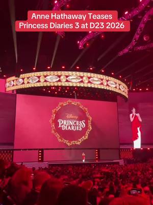 Miracles happen once in a while, when you’re at D23. Anne Hathaway showed up to talk favorite memories and tease a bit of Princess Diaries 3. #annehathaway #princessdiaries #disney #d23 #allaccess 