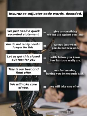 That friendly call from the insurance adjuster may sound harmless, but every question has a purpose. Know what they're asking for before you give them answers that could hurt your claim. Save this before your next call. #PersonalInjury #InsuranceAdjuster #InsuranceClaims #TexasLaw #WestTexas #KeithAndLorfing