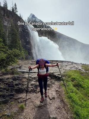 Standing beneath Emperor Falls was one of my highlights on the Berg Lake Trail. I got absolutely soaked but it was so exhilarating!  Would you do this?  #berglaketrail #emperorfalls #mountrobson #canadianinfluencer 