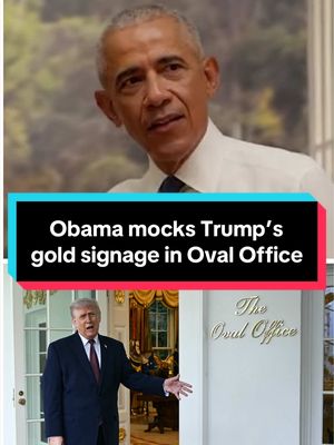 “I can’t believe I didn’t think of that.” In a behind-the-scenes video for Larry David’s new HBO show, “Life, Liberty & the Pursuit of Unhappiness,” former President Barack Obama mocked the gold 'Oval Office' sign President Trump installed outside the office. #news #OvalOffice  #BarackObama #trump 