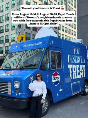 Toronto you deserve a treat!!  @Pepsi Canada is stopping by at Toronto’s neighbourhoods to serve you with complimentary customizable treat! See details below 👇 When: 📅 August 13-16 & August 20-23 ⏰ 12:pm to 5:30pm Location: Aug 15 (Tirinity Bellwods) August 16: 306 Front St W August 20-23: visit Pepsi Canada socials for the exact locations @ROSE PR @TodoToronto @Narcity Canada  #pepsichallenge #toronto #torontoblogger #fashionblogger 