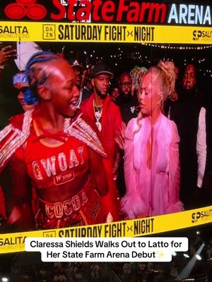 The GWOAT walked out to Atlanta’s own! Latto and Claressa Shields shut it down at State Farm Arena for Fight Night.  . . . . #claressashields #atlanta #fightnight #boxing #latto 