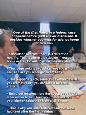 After a federal arrest, time matters. A detention hearing can decide whether you remain in custody or return home while your case moves forward. Don't wait until after the hearing to understand what's at stake. Free course in the bio: learnfederalsentencing.com #FederalCriminalDefense #FederalLaw #DetentionHearing #FederalInvestigation #CriminalDefense #KeithAndLorfing