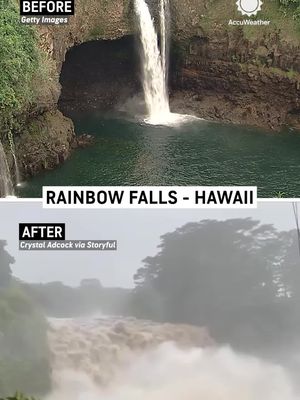 Rainbow Falls in Hilo, Hawaii, is roaring as Hurricane Lala brought torrential rain this weekend.