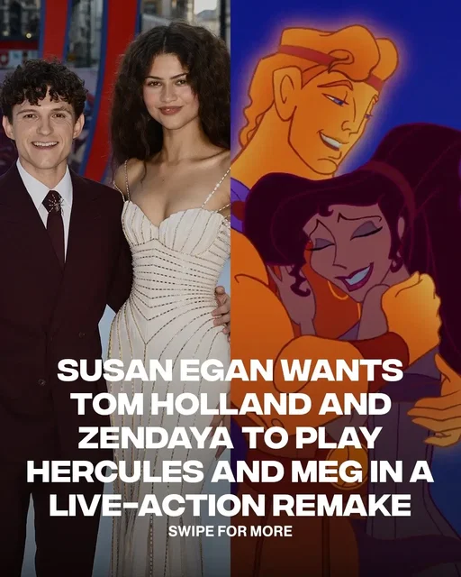 Susan Egan, the original voice of Meg in ‘Hercules’, says she’d love to see Tom Holland and Zendaya take on the roles of Hercules and Meg in a live-action remake. Do you agree? 👀 (📸: Getty, via @deadline)