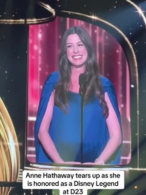 #AnneHathaway gets emotional as she calls herself “one of the most insanely lucky people in the world” while being honored as a Disney Legend at #D23.