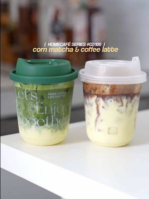 Corn milk with matcha & coffee 🤤 #fyp #cornmilkrecipe #viral #foryou #coffee 