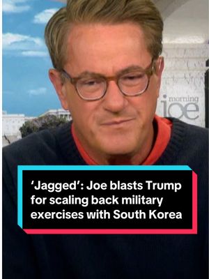The AP reports that, on Sunday, President Donald Trump ordered the Pentagon to scale back annual military exercises with South Korea because, he said in a Truth Social post, South Korea refused to help with “denuclearization” efforts against Iran. Joe blasts the move, calling it part of a pattern of the president’s “jagged” foreign policy.